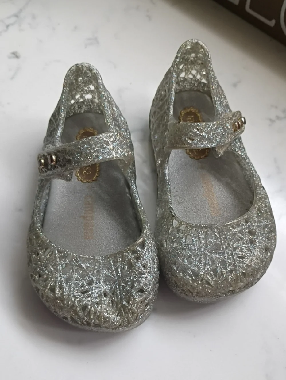 Mini Melissa Baby Silver Glitter Shoes